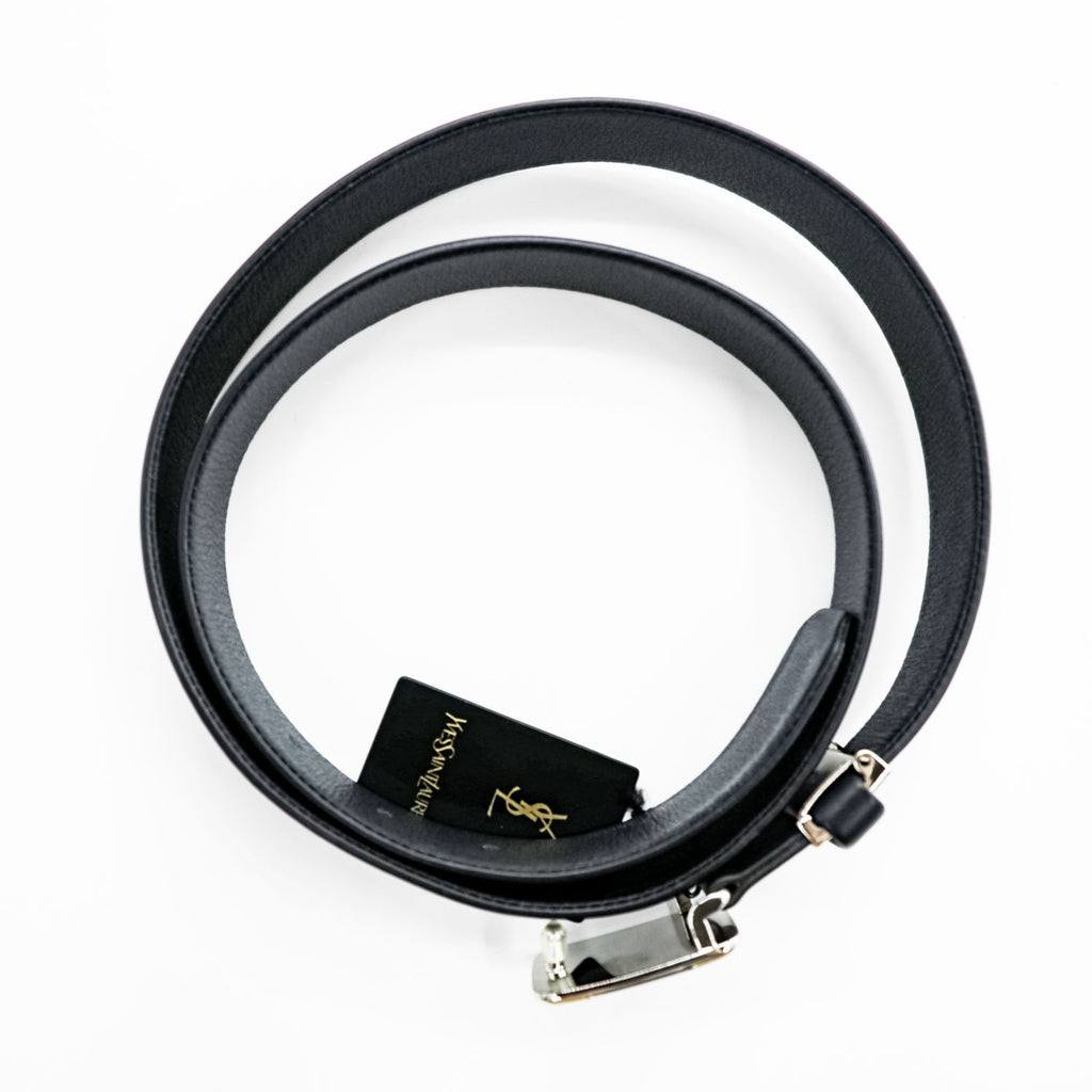 YVES SAINT LAURENT 日本製 ヴィンテージ  レザーベルト ブラック バックル YSL 未使用品