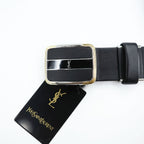 YVES SAINT LAURENT 日本製 ヴィンテージ  レザーベルト ブラック バックル YSL 未使用品