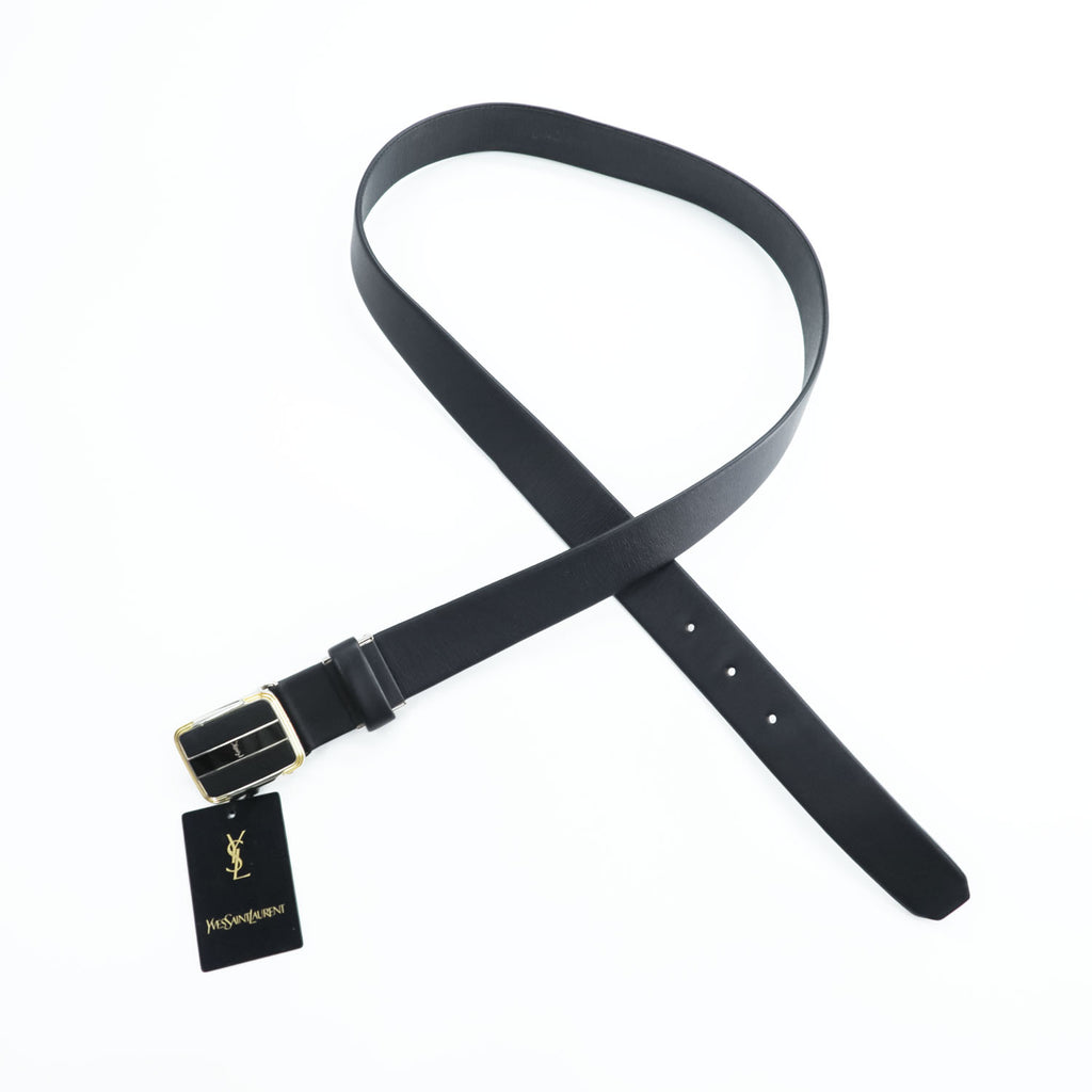 YVES SAINT LAURENT 日本製 ヴィンテージ  レザーベルト ブラック バックル YSL 未使用品