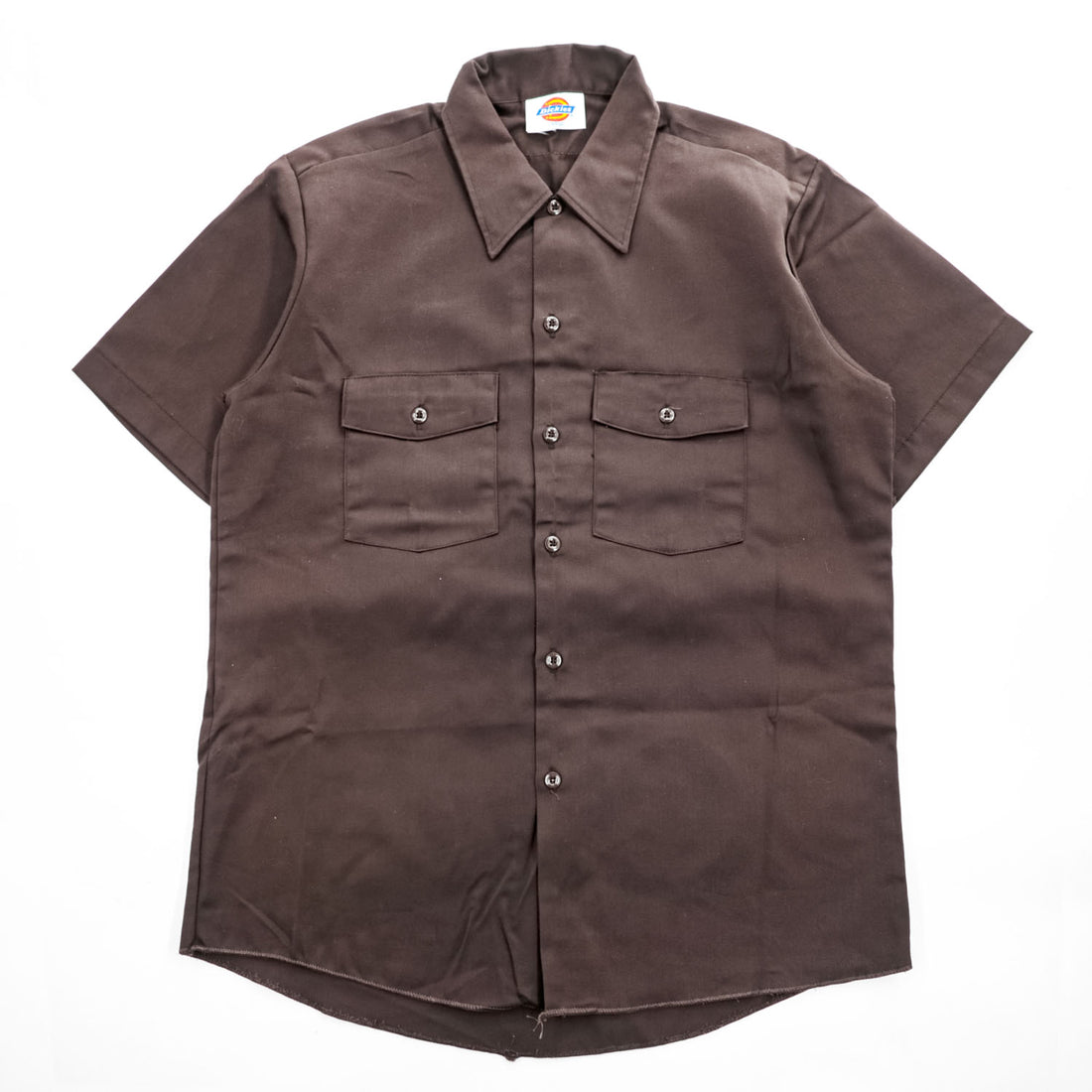 Dickies 90年代 USA製 ヴィンテージ 半袖 ワークシャツ L ブラウン フラップダブルポケット