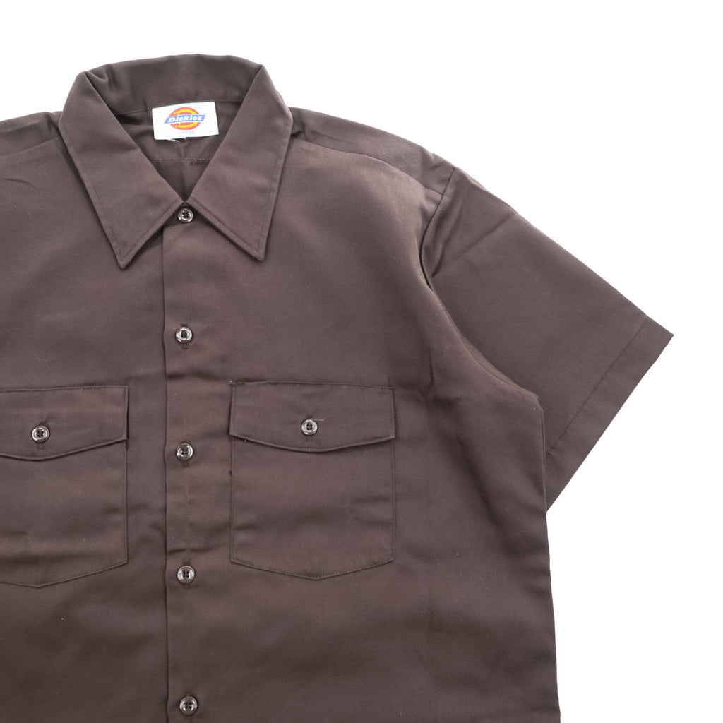 Dickies 90年代 USA製 ヴィンテージ 半袖 ワークシャツ L ブラウン フラップダブルポケット