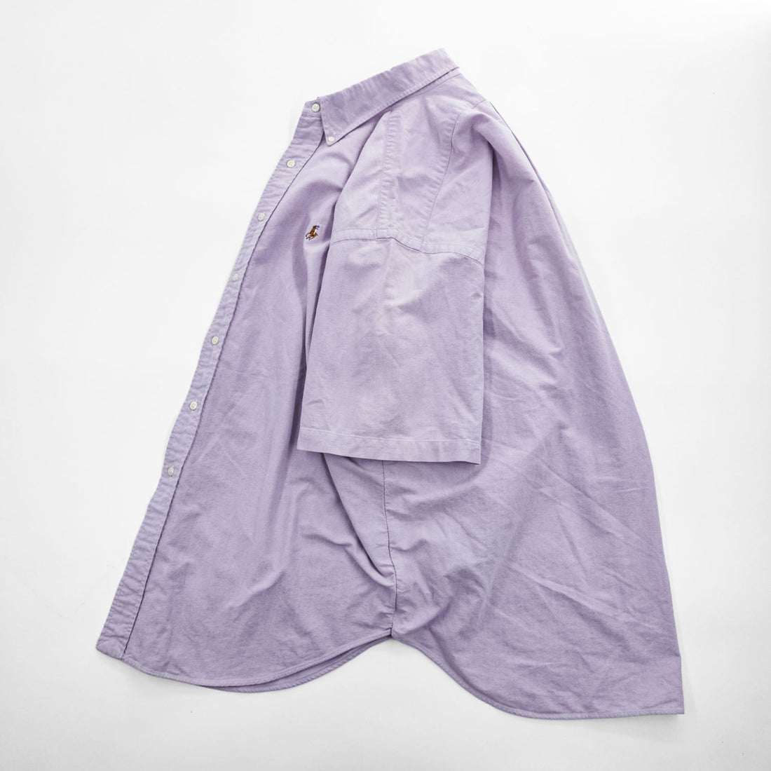 Ralph Lauren 90年代 BLAIRE 半袖 ボタンダウンシャツ XL ラベンダー オックスフォード ポニー刺繍 ビッグサイズ