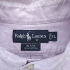 Ralph Lauren 90年代 BLAIRE 半袖 ボタンダウンシャツ XL ラベンダー オックスフォード ポニー刺繍 ビッグサイズ