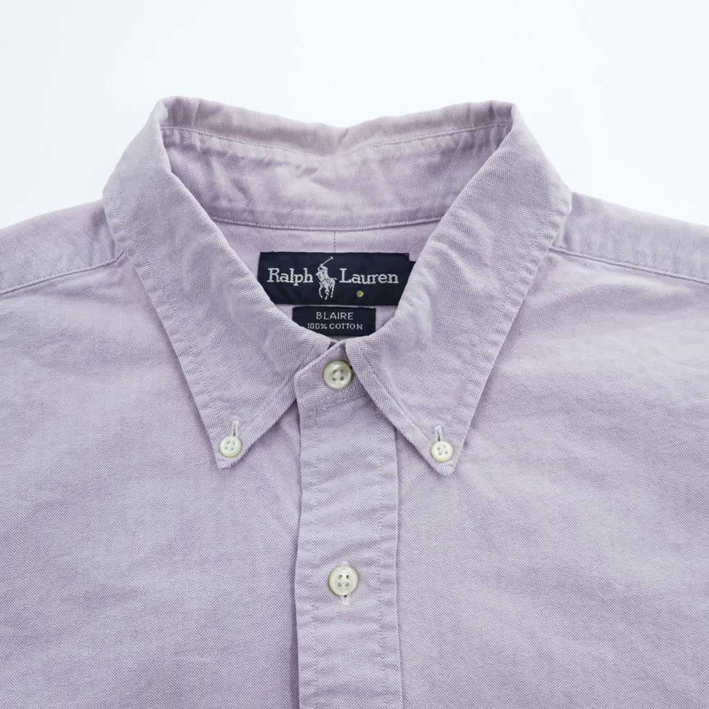 Ralph Lauren 90年代 BLAIRE 半袖 ボタンダウンシャツ XL ラベンダー オックスフォード ポニー刺繍 ビッグサイズ