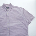 Ralph Lauren 90年代 BLAIRE 半袖 ボタンダウンシャツ XL ラベンダー オックスフォード ポニー刺繍 ビッグサイズ