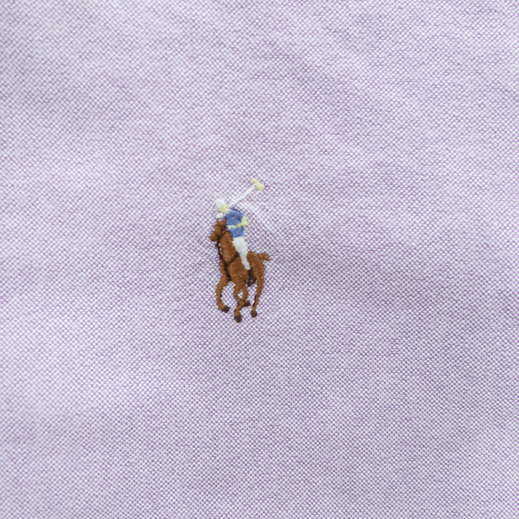 Ralph Lauren 90年代 BLAIRE 半袖 ボタンダウンシャツ XL ラベンダー オックスフォード ポニー刺繍 ビッグサイズ