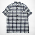 Patagonia オーガニックコットン 半袖チェックシャツ L ホワイト ネイビー 胸ポケット 52921