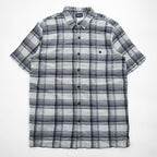 Patagonia オーガニックコットン 半袖チェックシャツ L ホワイト ネイビー 胸ポケット 52921