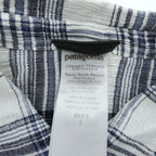 Patagonia オーガニックコットン 半袖チェックシャツ L ホワイト ネイビー 胸ポケット 52921