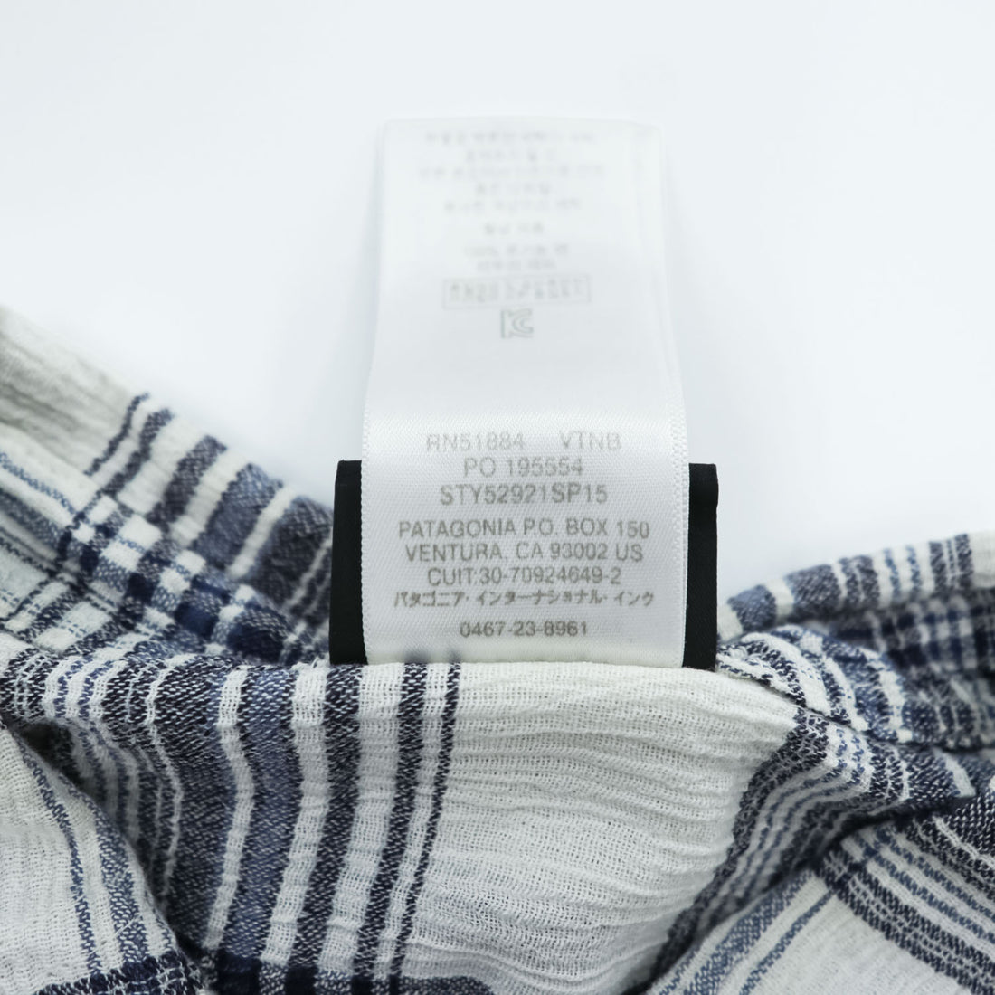 Patagonia オーガニックコットン 半袖チェックシャツ L ホワイト ネイビー 胸ポケット 52921