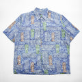 reyn spooner 80年代 ハワイ USA製 ヴィンテージ アロハシャツ 半袖シャツ XL ブルー 総柄 シングルステッチ ダイヤモンドヘッドタグ