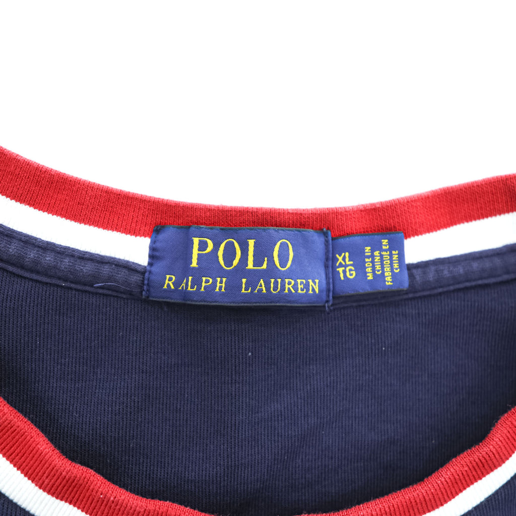 POLO RALPH LAUREN Logo Print Crewneck Sweatshirt XL Navy Red