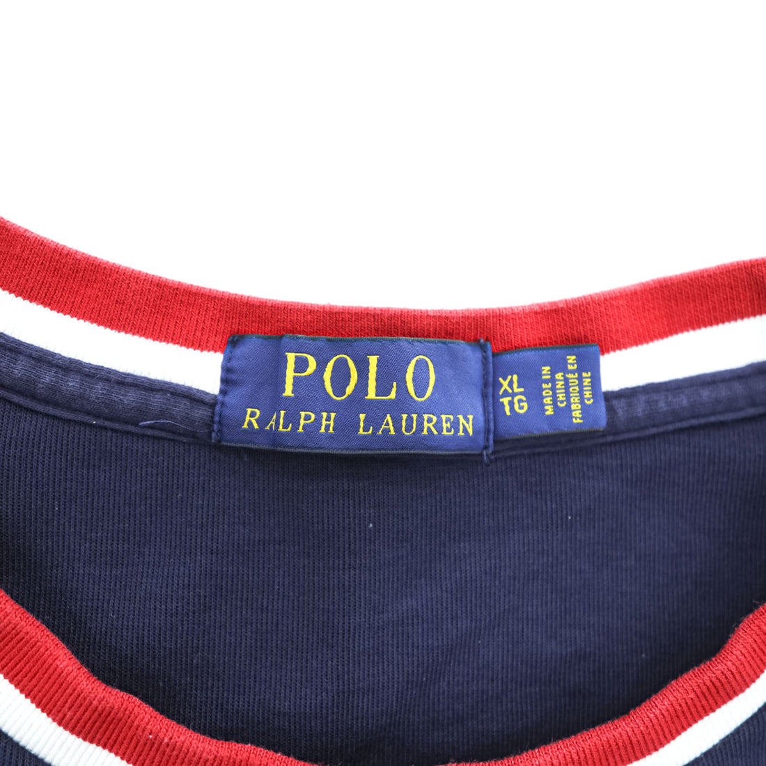 POLO RALPH LAUREN Logo Print Crewneck Sweatshirt XL Navy Red