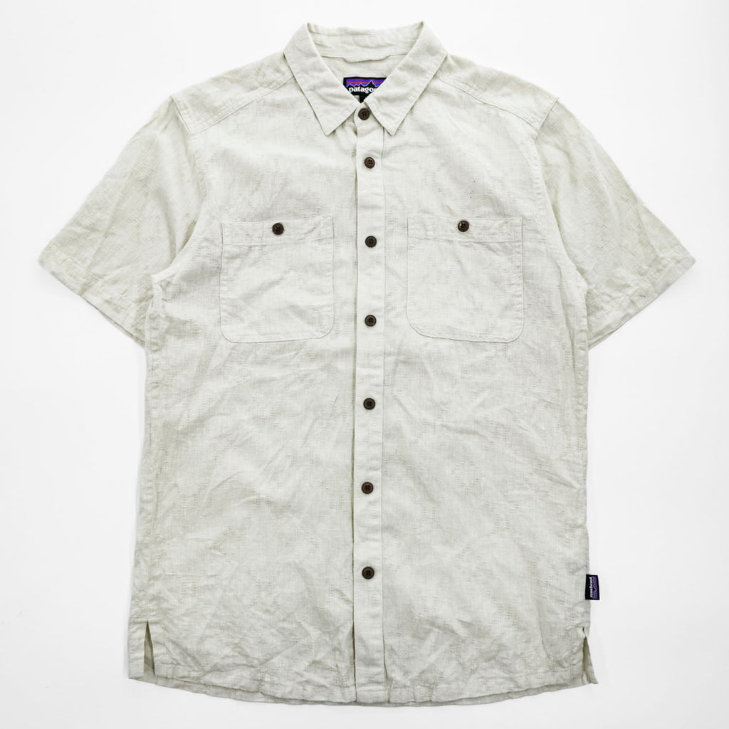 patagonia Back Step Shirt 53139 SP20 Hemp Blend Short Sleeve Shirt Size S Ivory