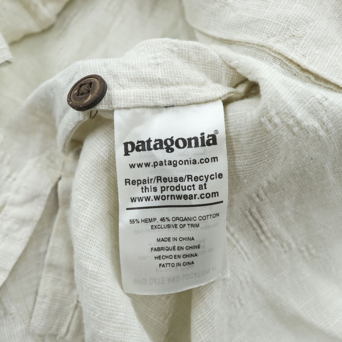 patagonia Back Step Shirt 53139 SP20 Hemp Blend Short Sleeve Shirt Size S Ivory