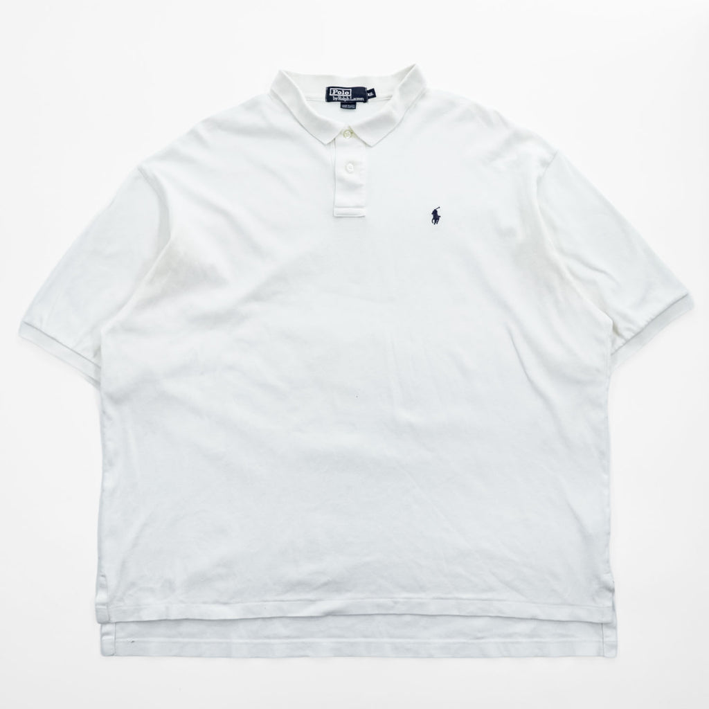 Polo by Ralph Lauren 1990s Made in USA Pony Embroidered White Polo Shirt XXL