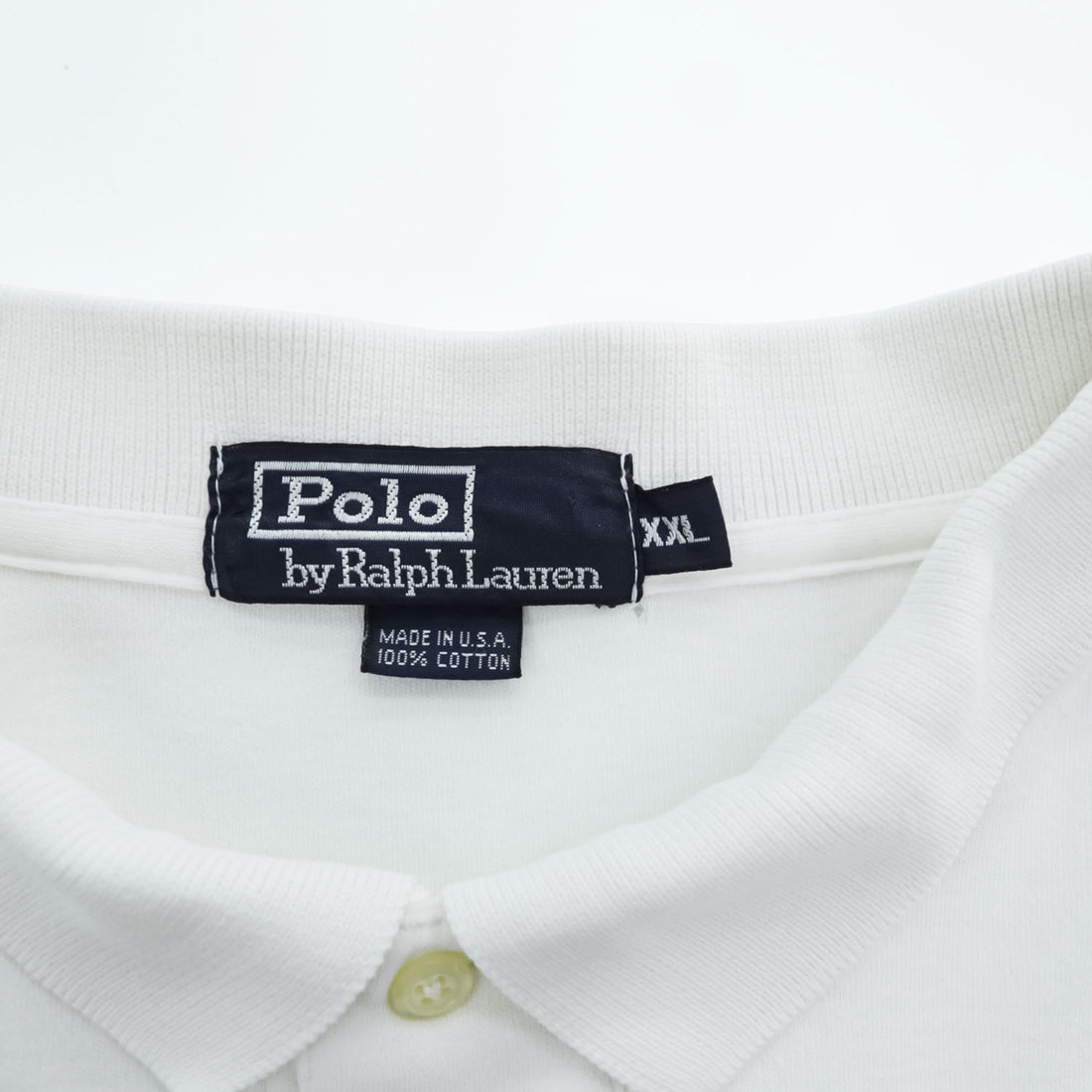Polo by Ralph Lauren 1990s Made in USA Pony Embroidered White Polo Shirt XXL