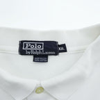 Polo by Ralph Lauren 1990s Made in USA Pony Embroidered White Polo Shirt XXL