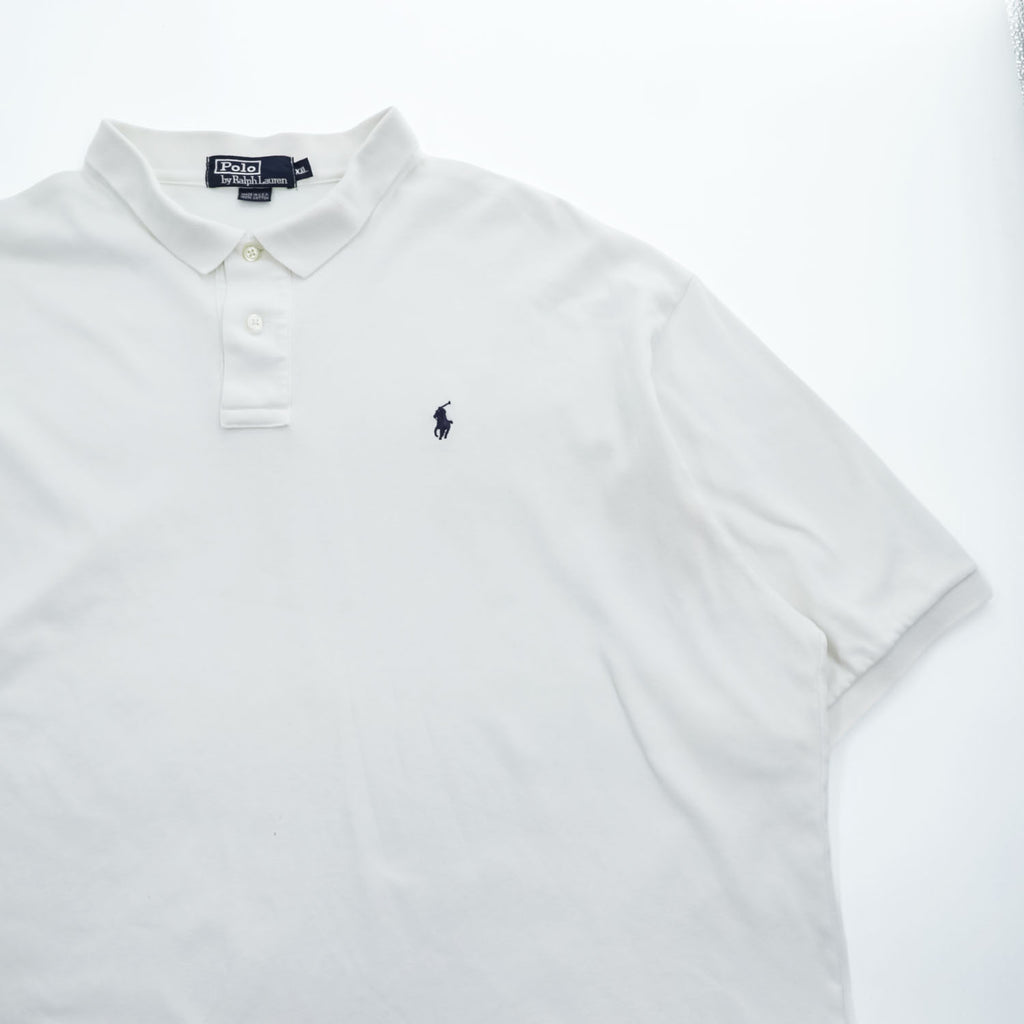 Polo by Ralph Lauren 1990s Made in USA Pony Embroidered White Polo Shirt XXL