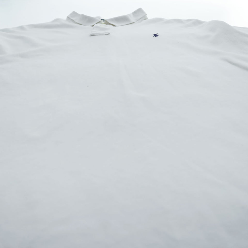 Polo by Ralph Lauren 1990s Made in USA Pony Embroidered White Polo Shirt XXL