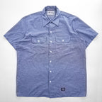 1990s Dickies Made in USA 50/50 Chambray Short Sleeve Work Shirt X Large Blue