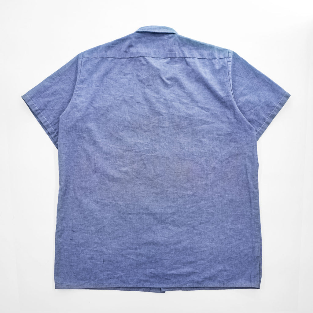 1990s Dickies Made in USA 50/50 Chambray Short Sleeve Work Shirt X Large Blue