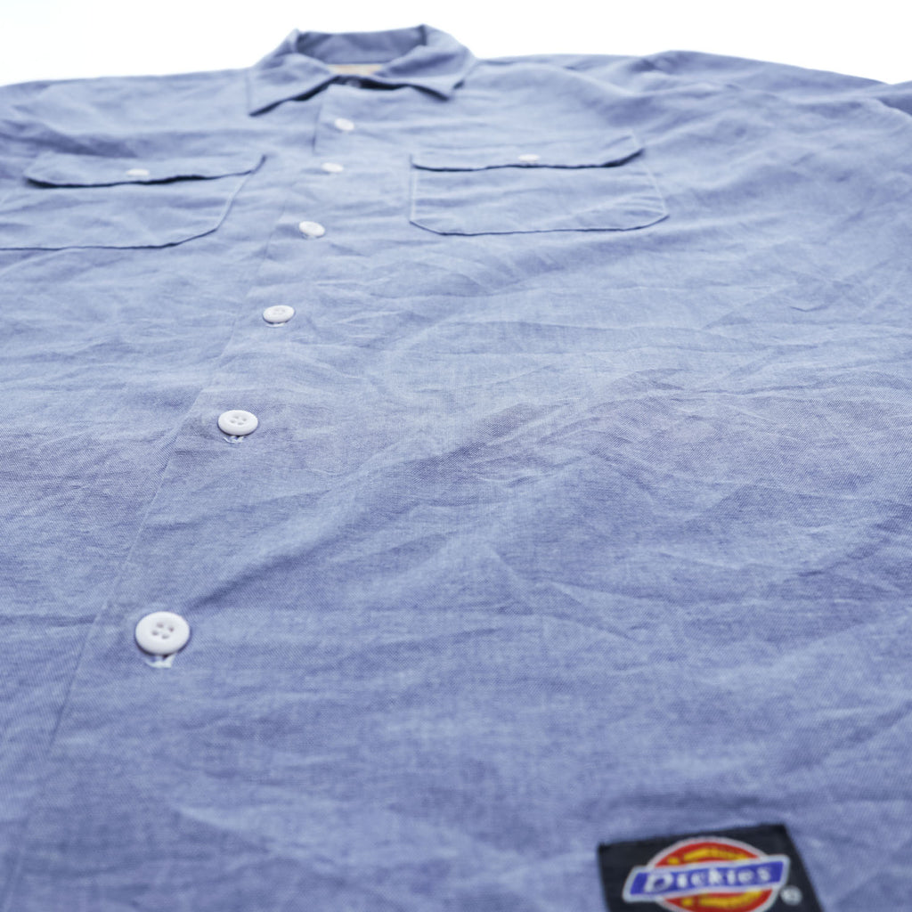 1990s Dickies Made in USA 50/50 Chambray Short Sleeve Work Shirt X Large Blue