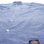 1990s Dickies Made in USA 50/50 Chambray Short Sleeve Work Shirt X Large Blue