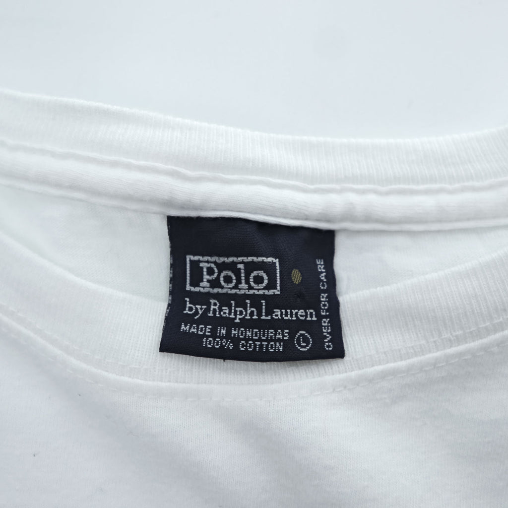Polo by Ralph Lauren Pony Embroidered White Cotton T-Shirt Size L Made in Honduras