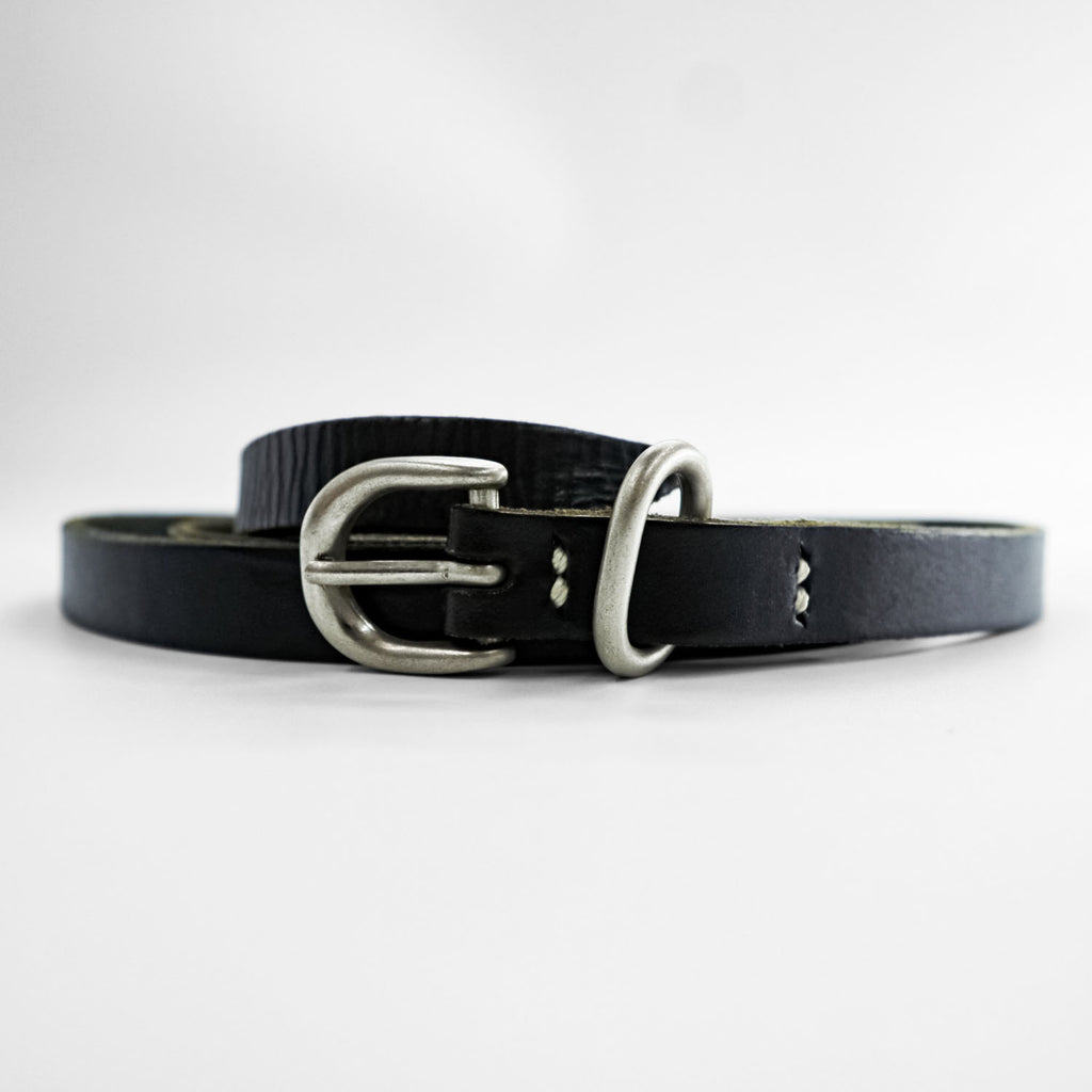 Hender Scheme Tail Belt Black Cow Leather Narrow Long Silver Buckle Japan