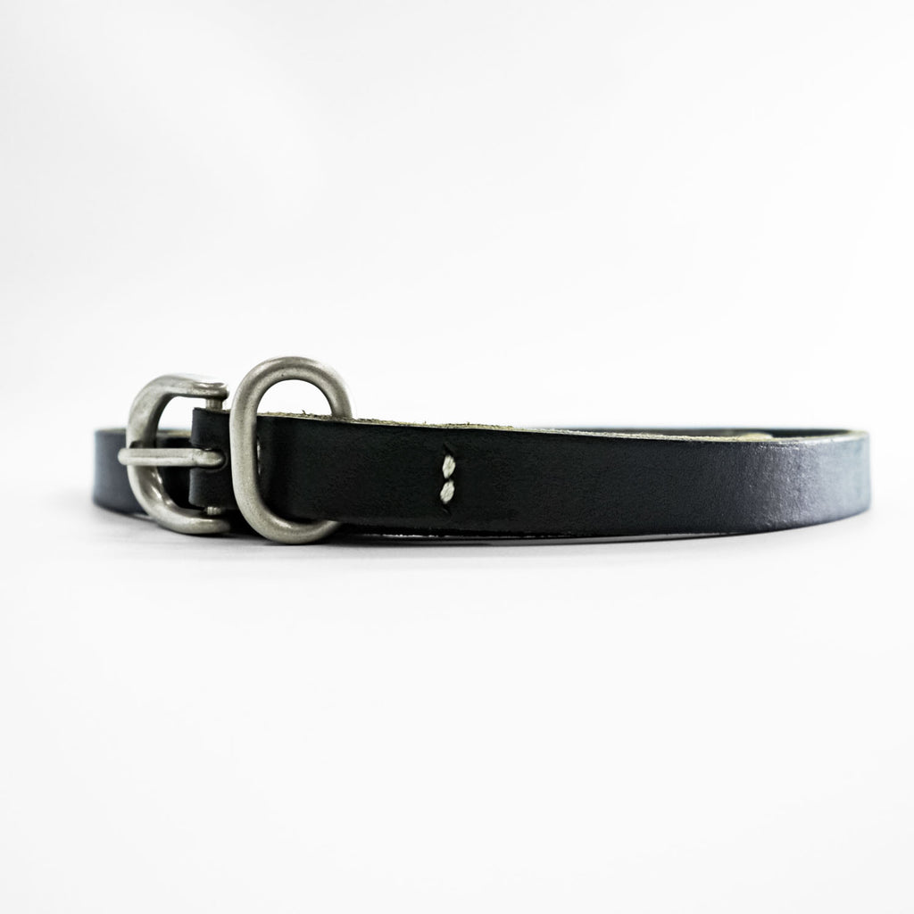 Hender Scheme Tail Belt Black Cow Leather Narrow Long Silver Buckle Japan