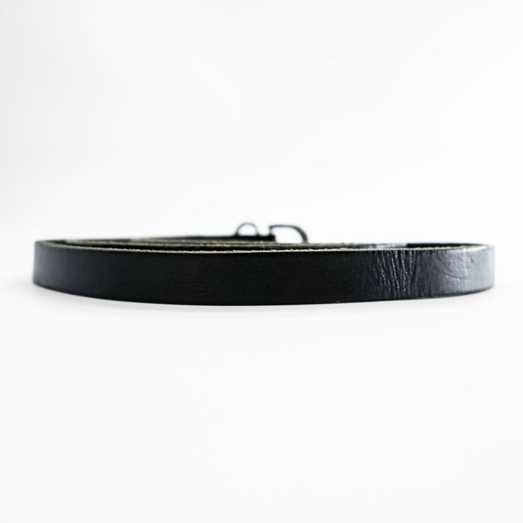 Hender Scheme Tail Belt Black Cow Leather Narrow Long Silver Buckle Japan