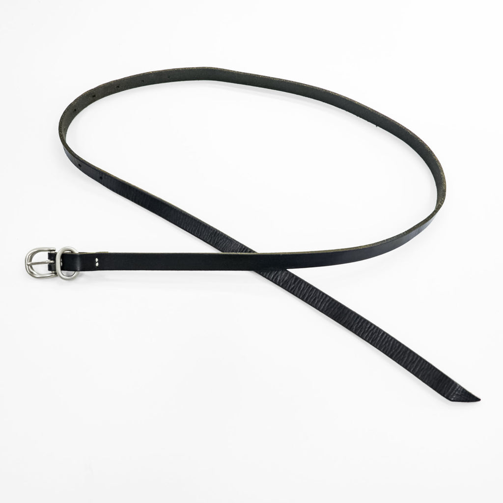 Hender Scheme Tail Belt Black Cow Leather Narrow Long Silver Buckle Japan