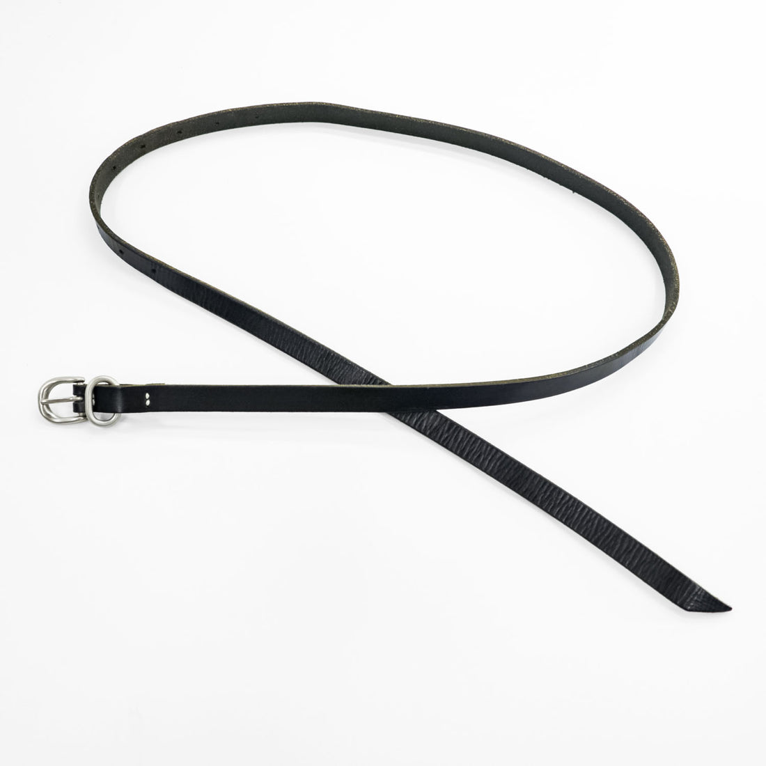 Hender Scheme Tail Belt Black Cow Leather Narrow Long Silver Buckle Japan