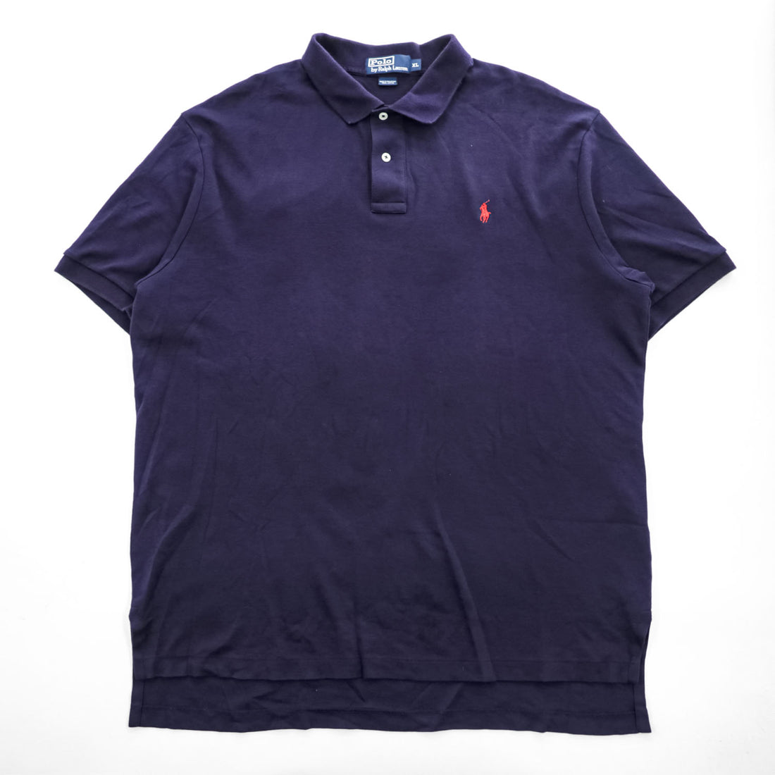 1990s Polo by Ralph Lauren Pony Embroidered Navy Short Sleeve Polo Shirt XL Made in Philippines