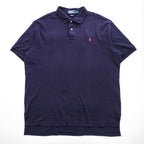 1990s Polo by Ralph Lauren Pony Embroidered Navy Short Sleeve Polo Shirt XL Made in Philippines