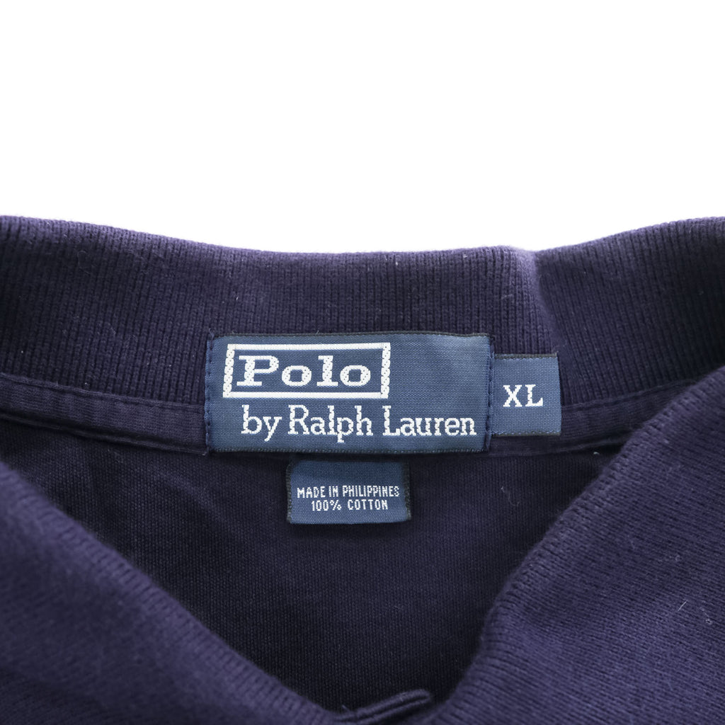 1990s Polo by Ralph Lauren Pony Embroidered Navy Short Sleeve Polo Shirt XL Made in Philippines
