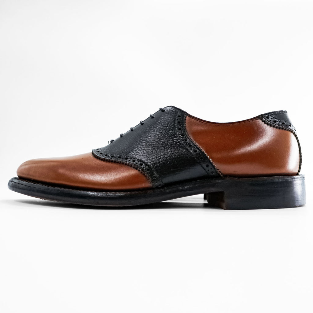 Vintage Dexter 1960s 70s Two Tone Saddle Oxford Shoes Brown Black Leather US 8 C