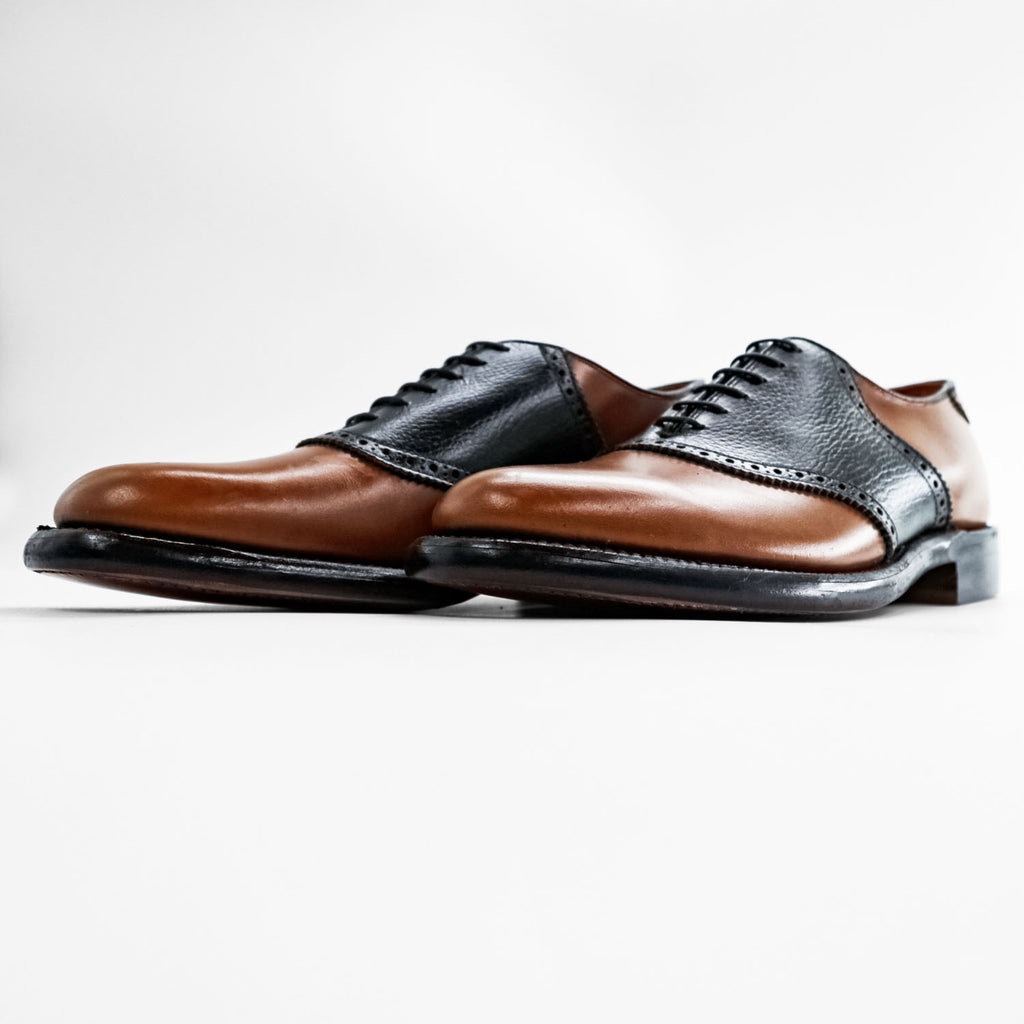 Vintage Dexter 1960s 70s Two Tone Saddle Oxford Shoes Brown Black Leather US 8 C