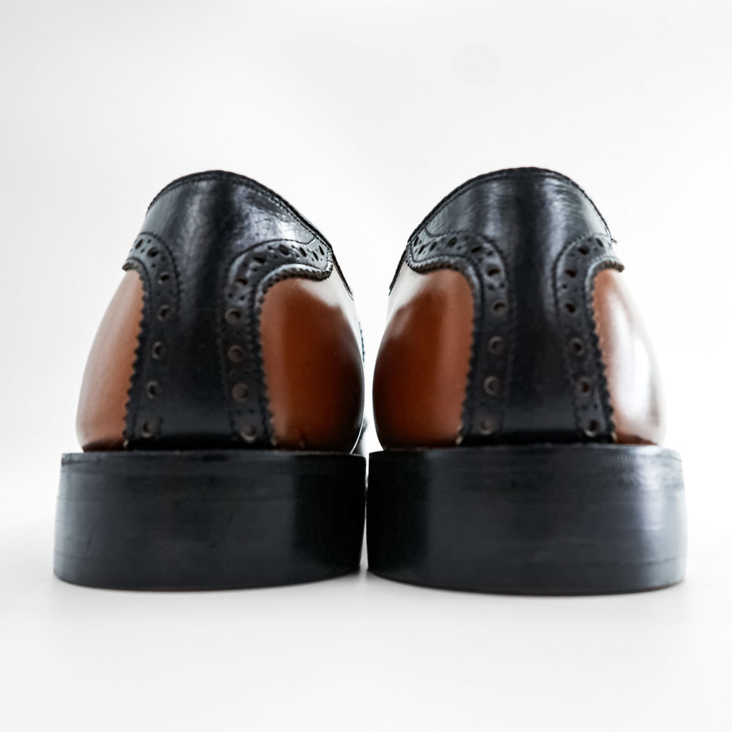 Vintage Dexter 1960s 70s Two Tone Saddle Oxford Shoes Brown Black Leather US 8 C
