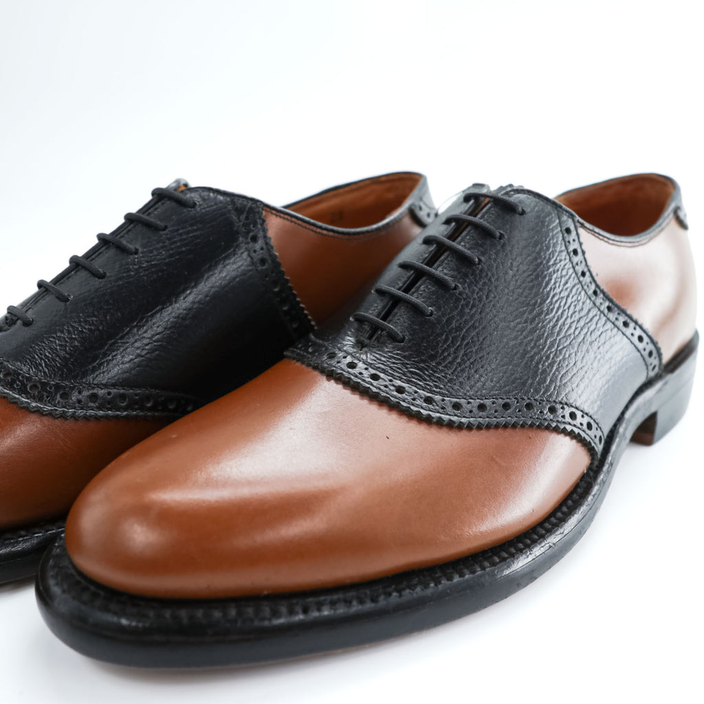 Vintage Dexter 1960s 70s Two Tone Saddle Oxford Shoes Brown Black Leather US 8 C
