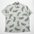 NAUTICA 100%シルク 半袖シャツ XL ホワイト 総柄 EASY CARE SILK リーフ