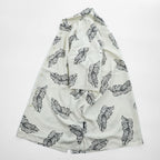 NAUTICA 100%シルク 半袖シャツ XL ホワイト 総柄 EASY CARE SILK リーフ