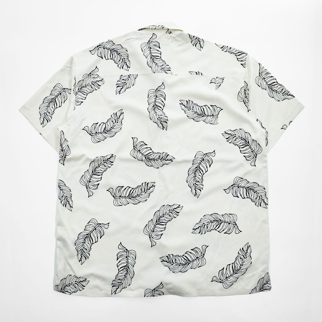 NAUTICA 100%シルク 半袖シャツ XL ホワイト 総柄 EASY CARE SILK リーフ