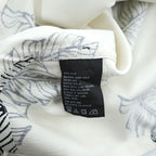 NAUTICA 100%シルク 半袖シャツ XL ホワイト 総柄 EASY CARE SILK リーフ
