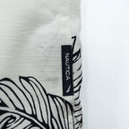 NAUTICA 100%シルク 半袖シャツ XL ホワイト 総柄 EASY CARE SILK リーフ
