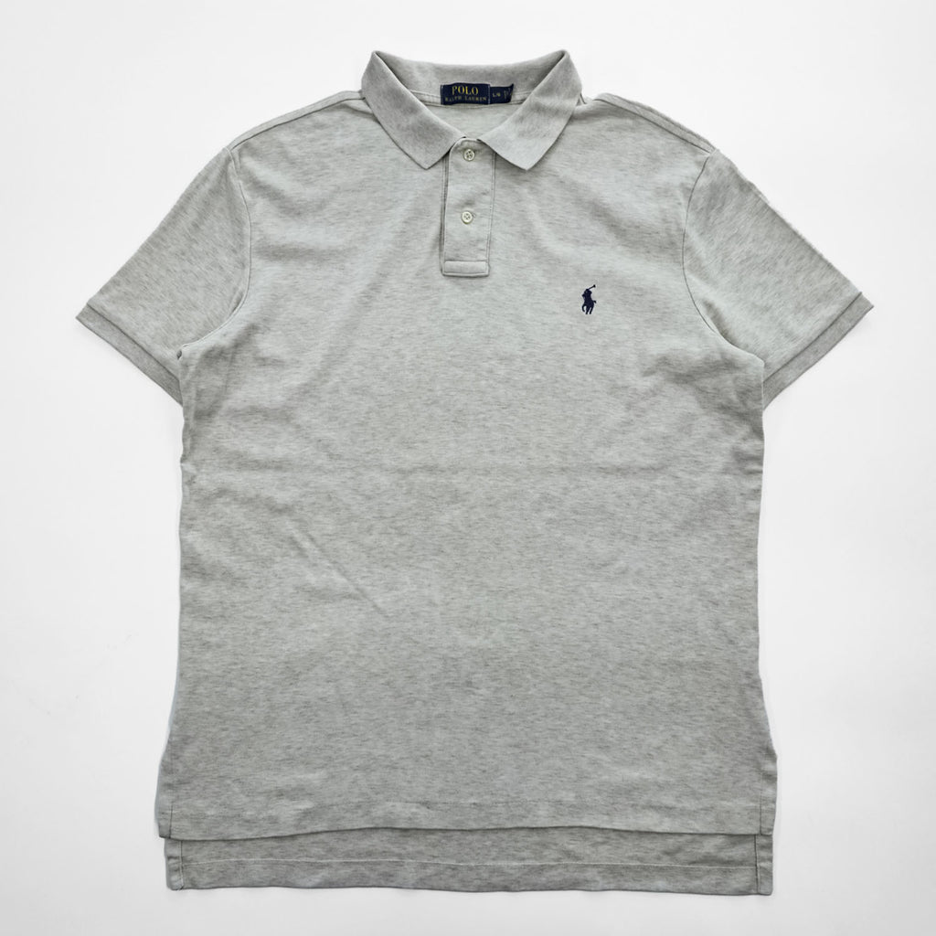 POLO RALPH LAUREN Gray Short Sleeve Cotton Polo Shirt L/G Pony Logo