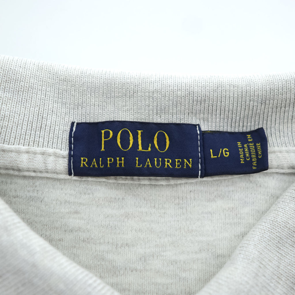 POLO RALPH LAUREN Gray Short Sleeve Cotton Polo Shirt L/G Pony Logo