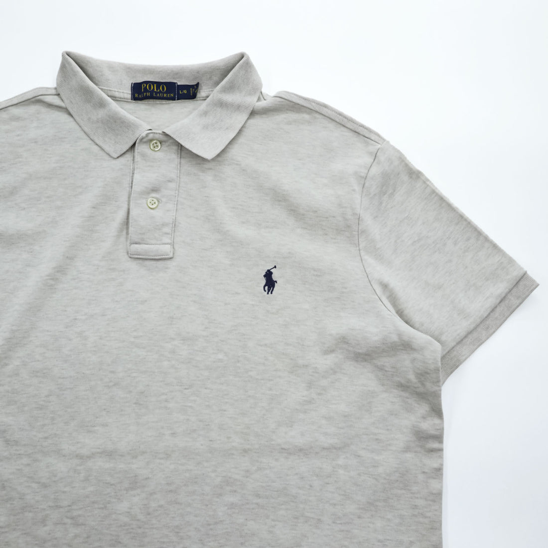 POLO RALPH LAUREN Gray Short Sleeve Cotton Polo Shirt L/G Pony Logo