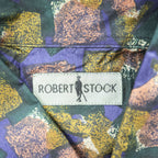 ROBERT STOCK 90年代 ヴィンテージ シルク100% 半袖シャツ L グリーン 総柄